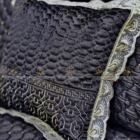 Velvet Versace Quilted EMB Bedspread 4pcs Set