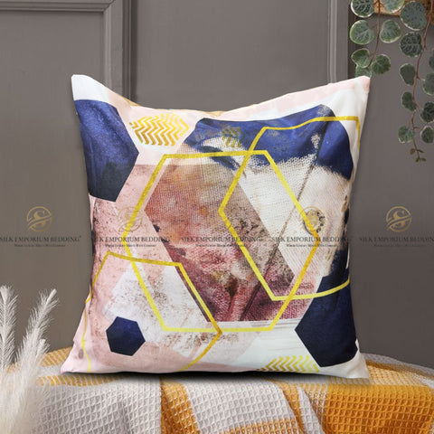 3D Printed Silk Cushions Cover (Hexagon Art-Work)