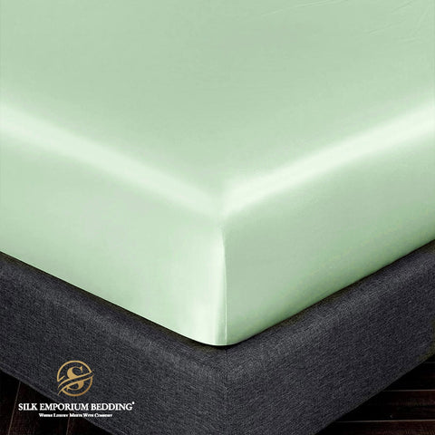 King Size SATIN SILK FITTED SHEET (Ice Green)