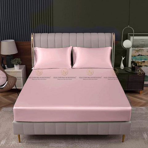 King Size SATIN SILK FITTED SHEET (Baby Pink)