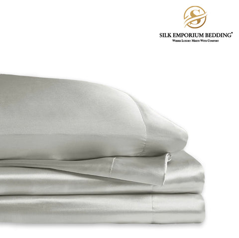 3pcs Satin Silk Bedsheet (Silver)
