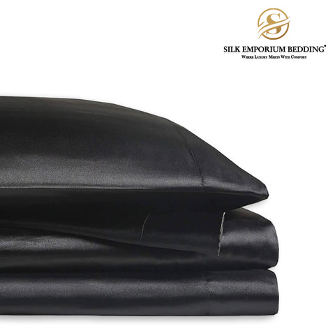 3pcs Satin Silk Bedsheet (Charcoal Black)