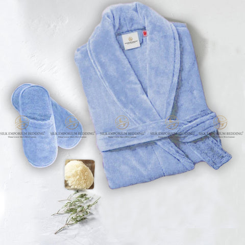 Velour Sky Blue Bathrobe