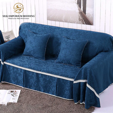 Jacquard Sofa Couch Cover Protector  (Navy Blue)