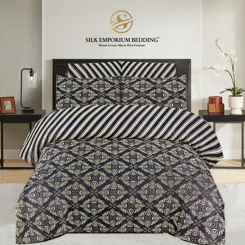 King Size Cotton Printed Duvet Set 4pcs