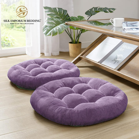 Round Shape Floor Cushions Pack of 2 Light Purple