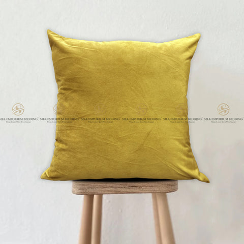 Velvet Square Cushion Cover (Sun Gold)