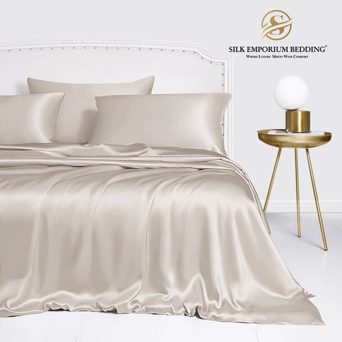 Silk Satin Duvet Cover set  (HAZEL GRAY)