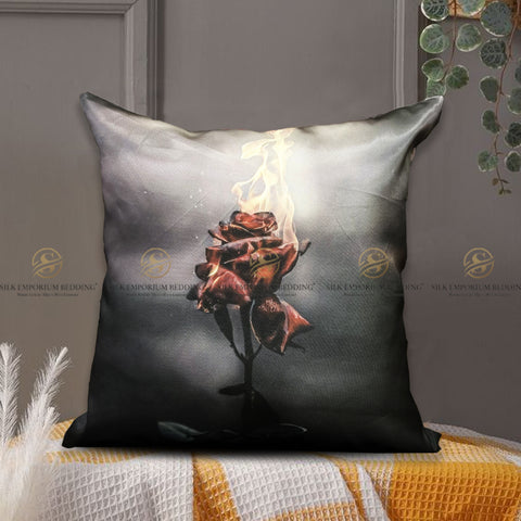 3D Printed Silk Cushions Cover (Burning Rose)