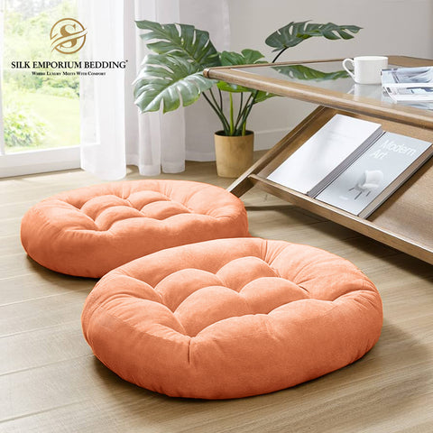 Round Shape Floor Cushions Pack of 2 (Peach)