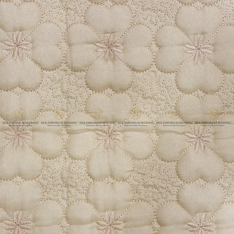 Cotton Irsh Quilted EMB Bedspread 3pcs Set (Beige)