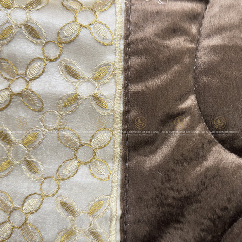 Turkish Velvet Organza 9pcs Set (Beige Brown Gold)
