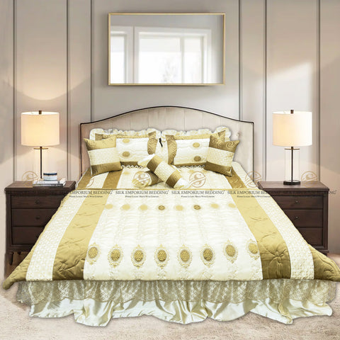 Turkish Velvet Organza 9pcs Set (Beige Gold)