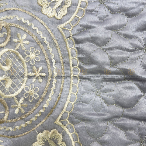 Silk Quilted Turkish Bedspread 4pcs Set (Shimmery Grey)