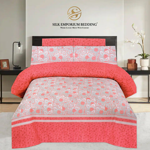 King Size Cotton Printed Duvet Set 4pcs