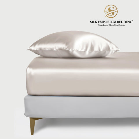SILK SATIN FITTED SHEET (HAZEL GRAY)