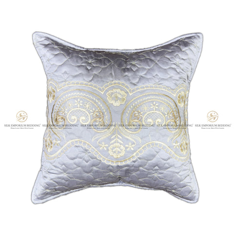 Silk Quilted Turkish Bedspread 4pcs Set (Shimmery Grey)