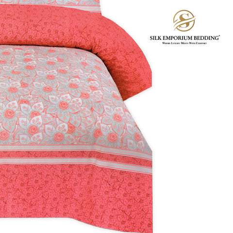 King Size Cotton Printed Duvet Set 4pcs