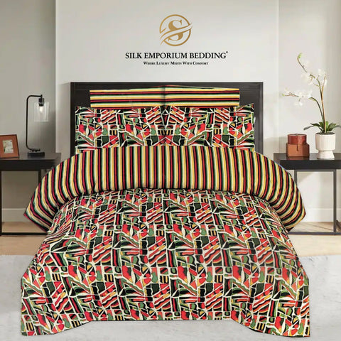 King Size Cotton Printed Duvet Set 4pcs