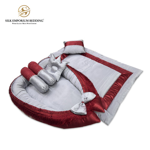 Luxury Silk Baby Set 6 Piece (Maroon)