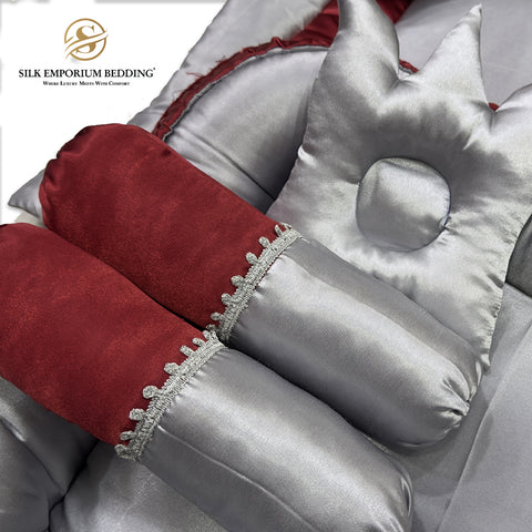 Luxury Silk Baby Set 6 Piece (Maroon)