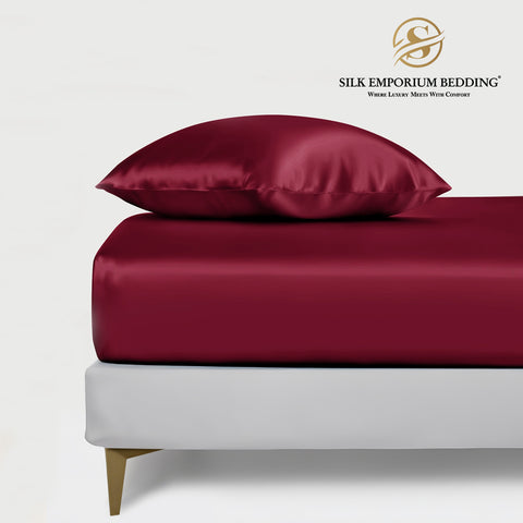 SILK SATIN FITTED SHEET (MAROON)