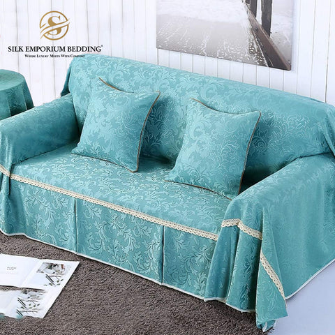 Jacquard Sofa Couch Cover Protector Light sea green