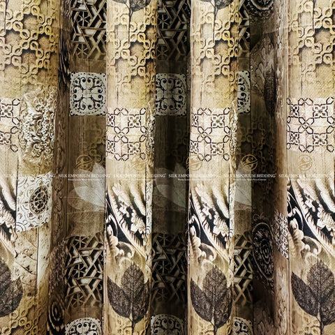 SILK PREMIUM DIGITAL PRINTED CURTAINS (Abstract Design)