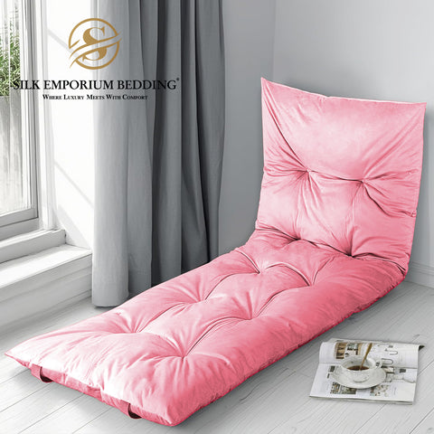 Velvet Sleeping Floor Mattress -(Baby Pink)