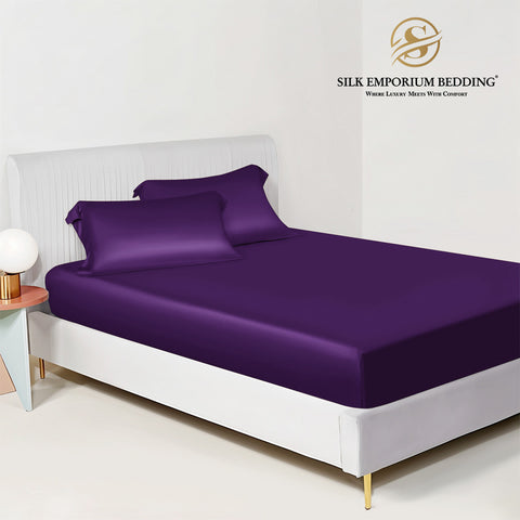 SILK SATIN FITTED SHEET (INDIGO)