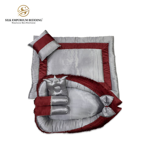 Luxury Silk Baby Set 6 Piece (Maroon)