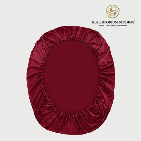 SILK SATIN FITTED SHEET (MAROON)