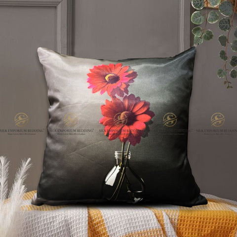3D Printed Silk Cushions Cover (Tulip Jar) - Silk Emporium Bedding