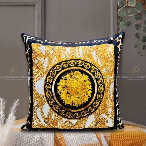 3D Printed Silk Cushions Cover (Versace Impression) - Silk Emporium Bedding