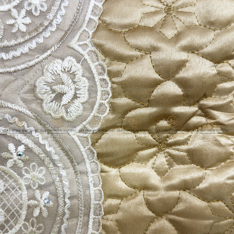 Silk Quilted Turkish Bedspread 4pcs Set (Champagne Gold)