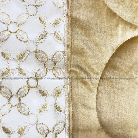 Turkish Velvet Organza 9pcs Set (Beige Gold)