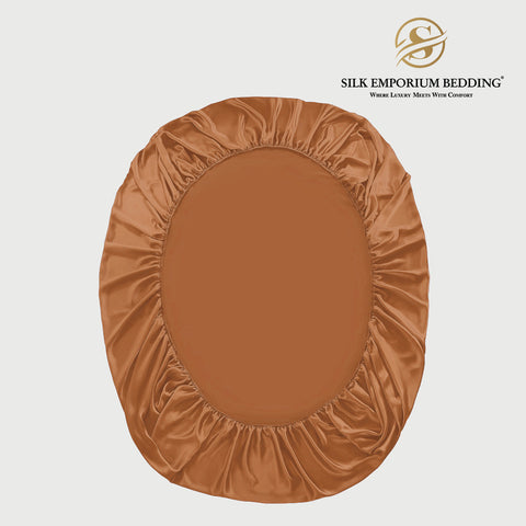 SILK SATIN FITTED SHEET (CHOCO GOLD)