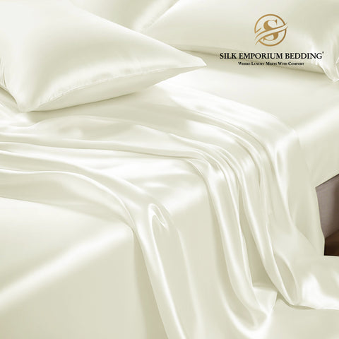 Silk Satin Bedsheet 3pcs  (Cream)