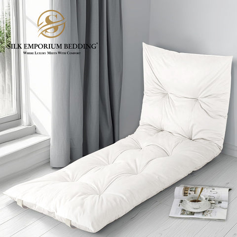Velvet Sleeping Floor Mattress - (Beige White)