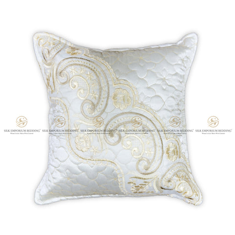 Silk Quilted Turkish Bedspread 4pcs Set (Pearl White)