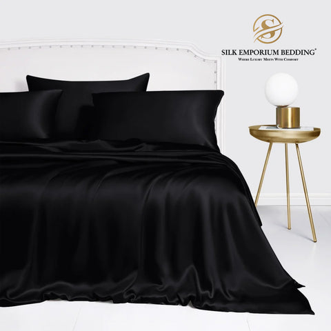 Silk Satin Duvet Cover set  (Charcoal Black)