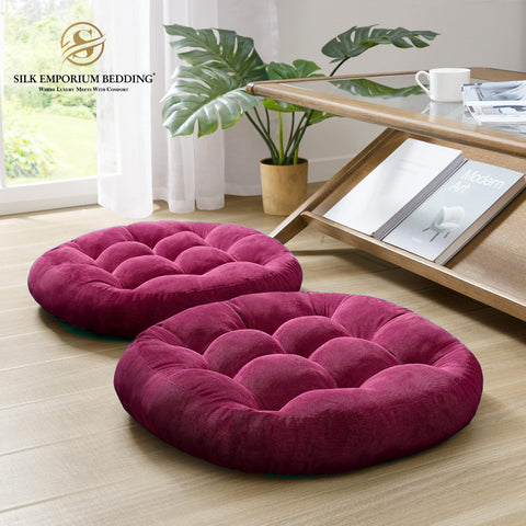 Round Shape Floor Cushions Pack of 2 Pink