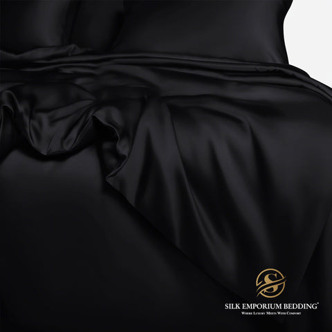 Silk Satin Duvet Cover set  (Charcoal Black)