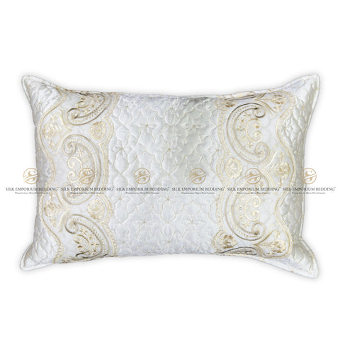 Silk Quilted Turkish Bedspread 4pcs Set (Pearl White)