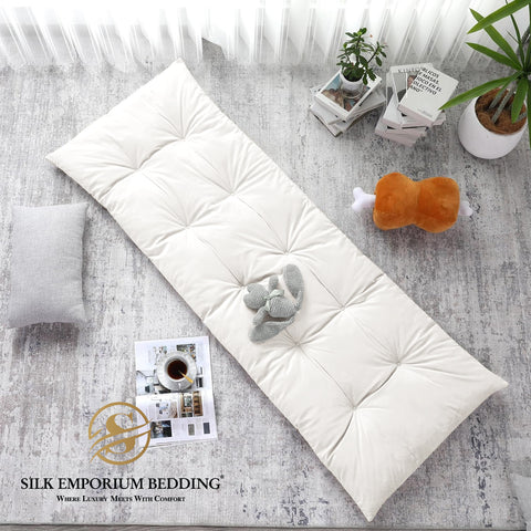 Velvet Sleeping Floor Mattress - (Beige White)