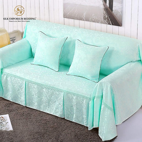 Jacquard Sofa Couch Cover Protector  (Ice Green)