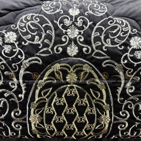 Pure Luxury Micro Velvet Versace Pannal Embroidered 10pcs Set. (Black Diamond)