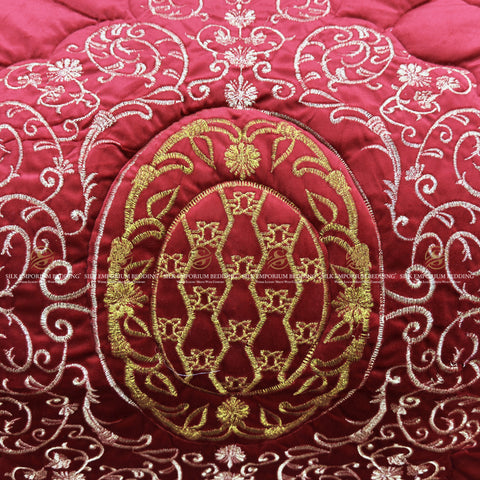 Pure Luxury Micro Velvet Versace Pannal Embroidered 10pcs Set. (Mahroon Gold)