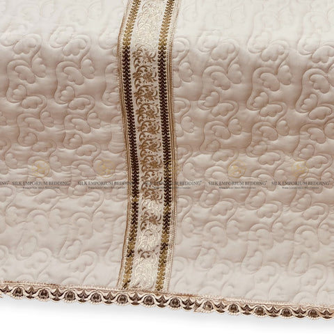 Cotton Irsh Quilted EMB Border Bedspread 4pcs Set (Turkish Peach)