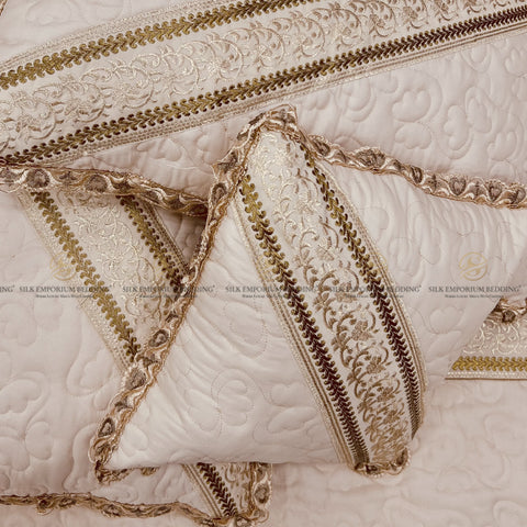 Cotton Irsh Quilted EMB Border Bedspread 4pcs Set (Turkish Peach)